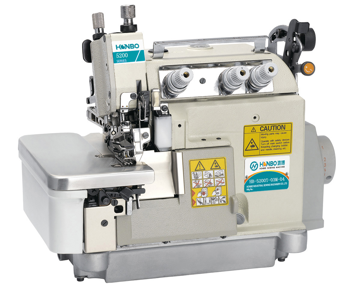 HB-5200T-03M-04 ultra high speed top and bottom feed 1 needle 3 threads flat bed overlock industrial sewing machine